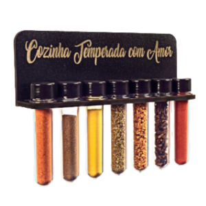 Porta Tempero e Condimentos de Madeira Com Tubetes Para Cozinha Casa (CÓDIGO 27)