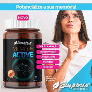 Suplemento Alimentar MEMORY ACTIVE Para MEMÓRIA FOCO CONCENTRAÇÃO 500mg 60 Cápsulas Empório Saúde Natural (CÓDIGO 33)